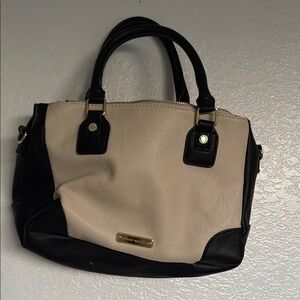 Steve Madden Black and Cream Satchel Bag
